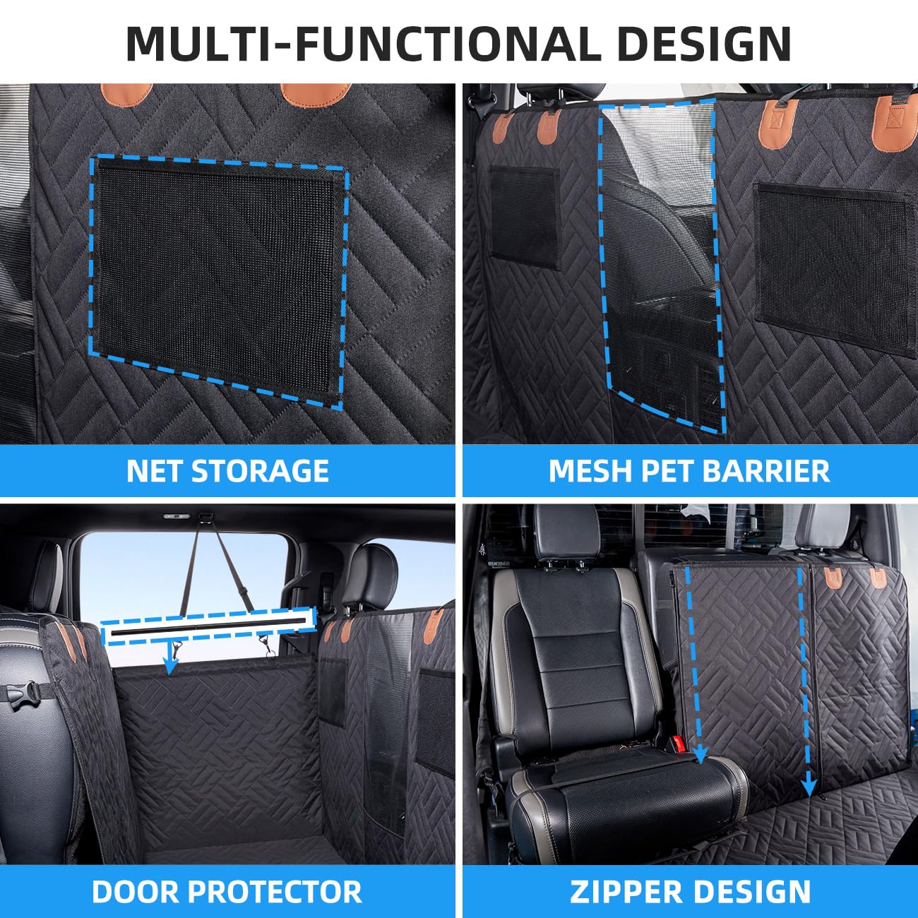 Dog Hammock for Truck,Back Seat Pet Cover for Dogs,Back Seat Extender for Truck F150 & F-Series, RAM1500 - OHMU