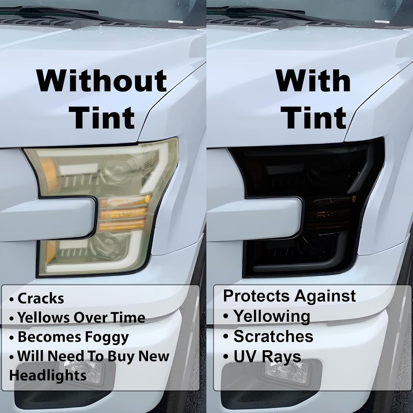 BOGAR TECH DESIGNS Full Headlight Head Light Tint Kit Compatible with Chevrolet Tahoe Suburban 2021-2024, Dark Smoke