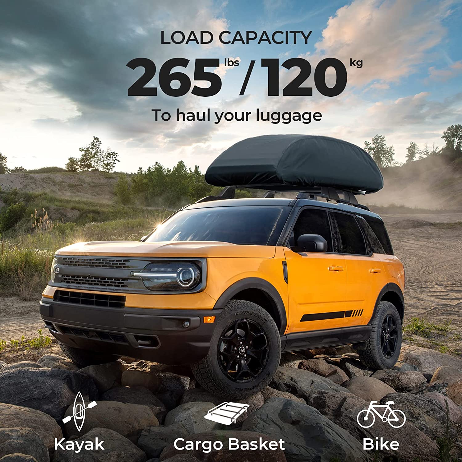 Heavy Duty 265lbs Roof Rack Cross Bars for Ford Bronco 2021-2024 - OHMU