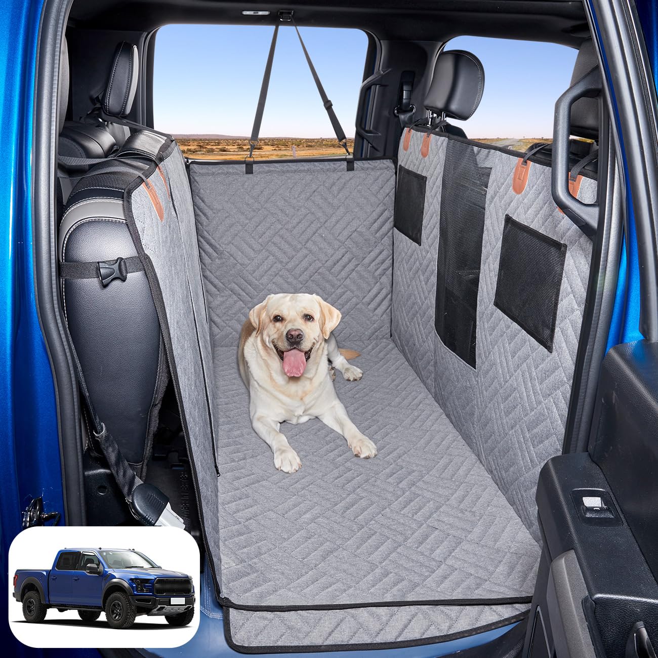 Dog Hammock for Truck,Back Seat Pet Cover for Dogs,Back Seat Extender for Truck F150 & F-Series, RAM1500 - OHMU