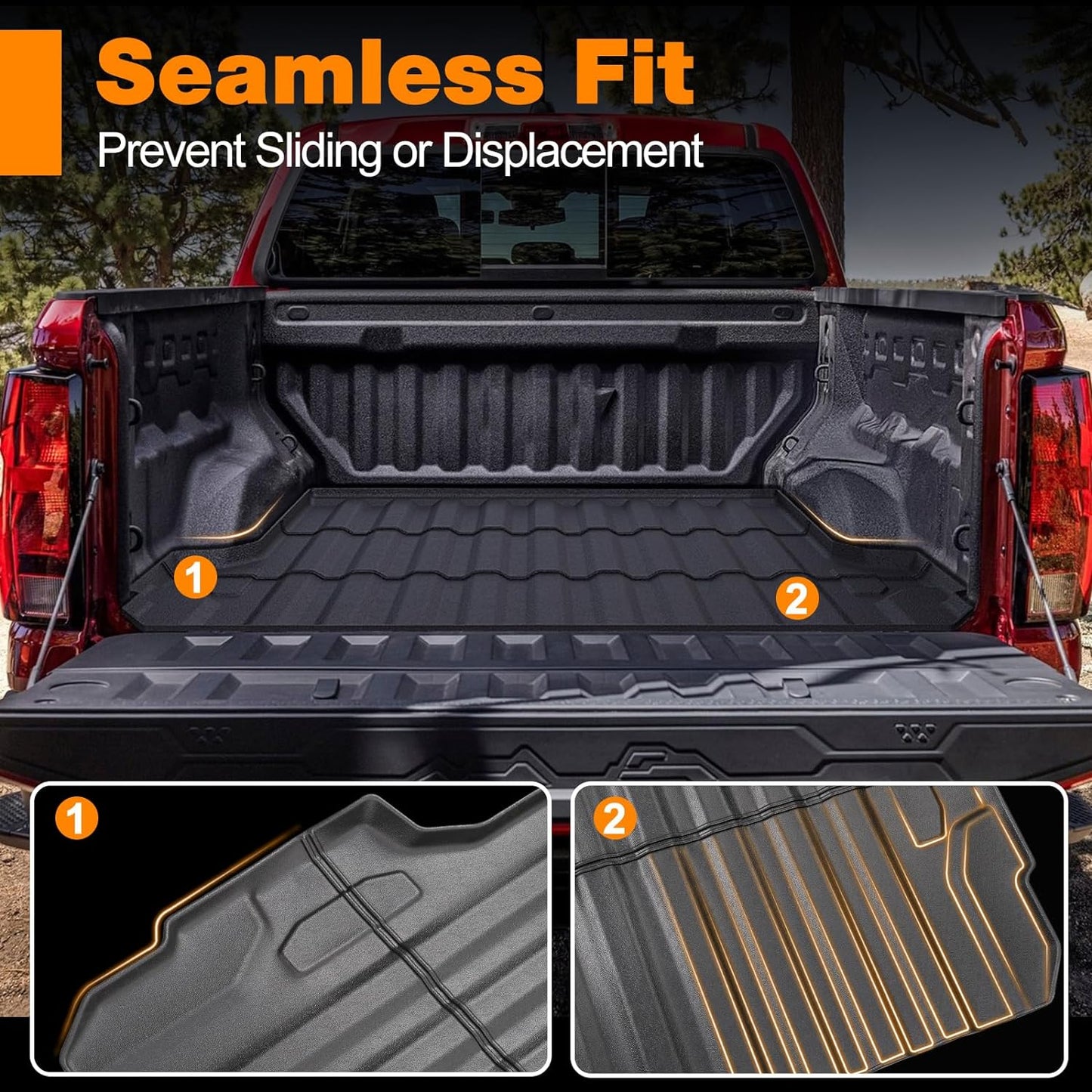 5FT Truck Bed Mat with Raised Edge for 2023 2024 Chevy Colorado/GMC Canyon Accessories - OHMU