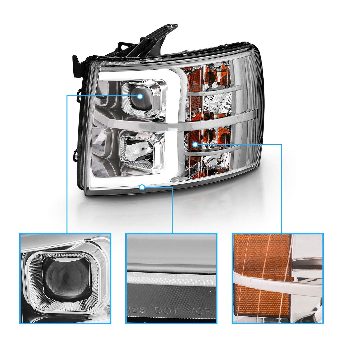 For 2007-2013 Chevy Silverado 1500/07-14 2500HD 3500HD Led, Halogen - OHMU