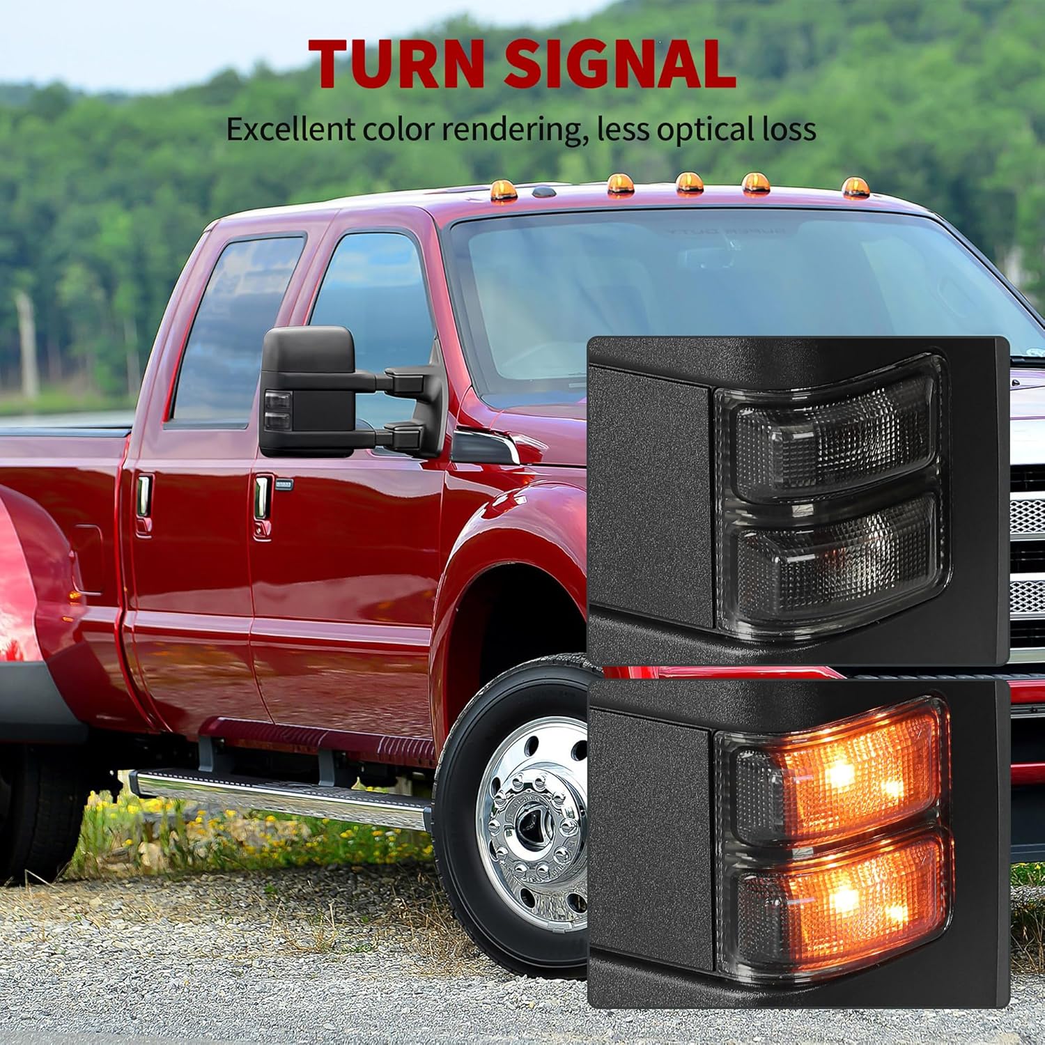 YITAMOTOR Towing Mirrors Side Mirror Compatible with 1999-2016 Ford F250 F350 F450 F550 Super Duty, Power Heated Manual Telescoping Foldable Arrow LED Turn Signal Light Smoke