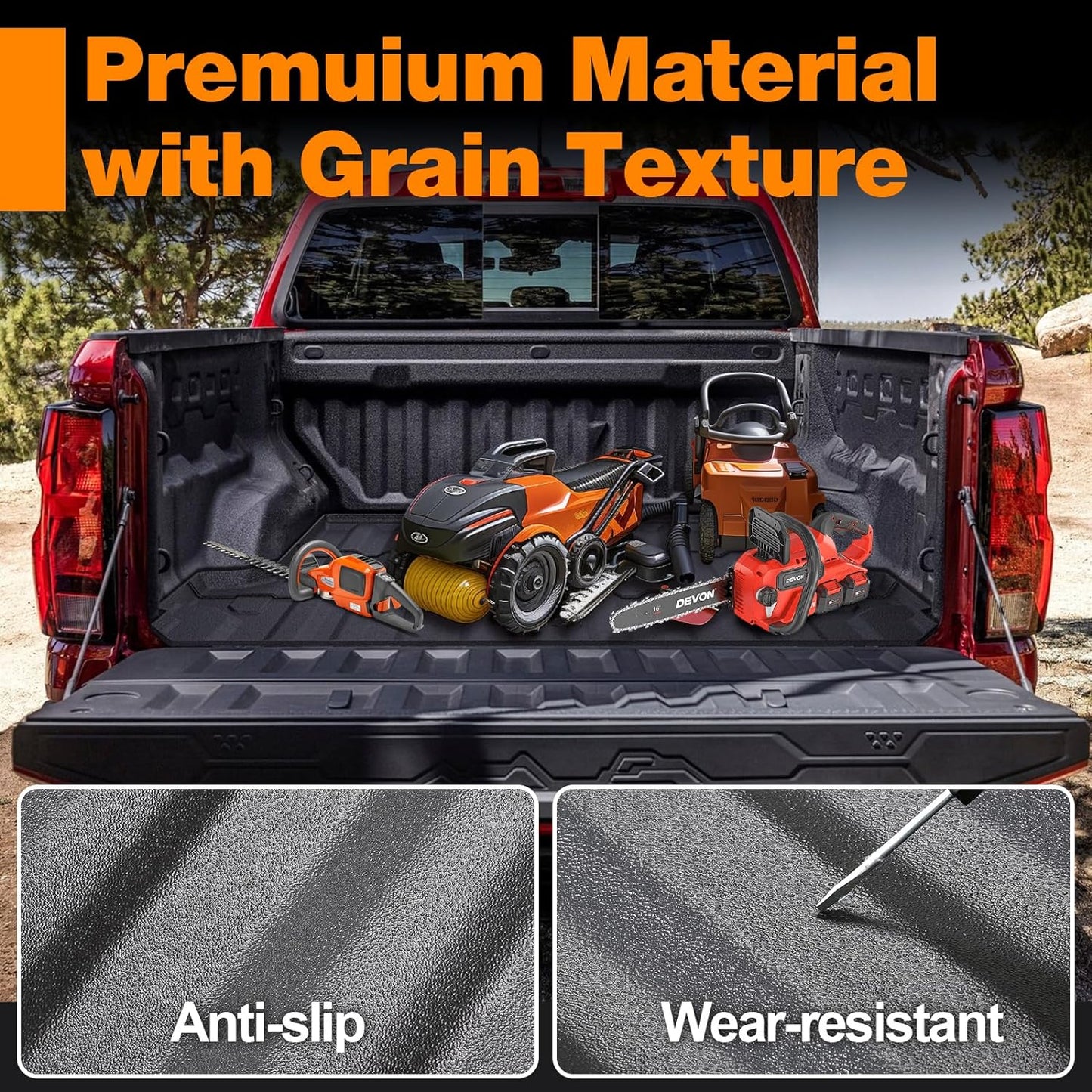 5FT Truck Bed Mat with Raised Edge for 2023 2024 Chevy Colorado/GMC Canyon Accessories - OHMU