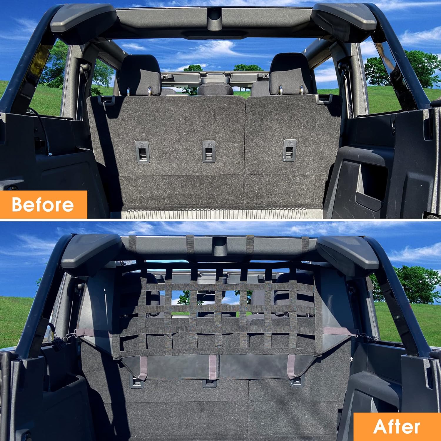 BESTAOO for Ford Bronco Dog Car Barrier, Pet Net Vehicle Safety Mesh Dog Divider for Ford Bronco Accessories 2021 2022 2023 2024 2025 4-Door, Fits Trunk Cargo Area, Easy to Install
