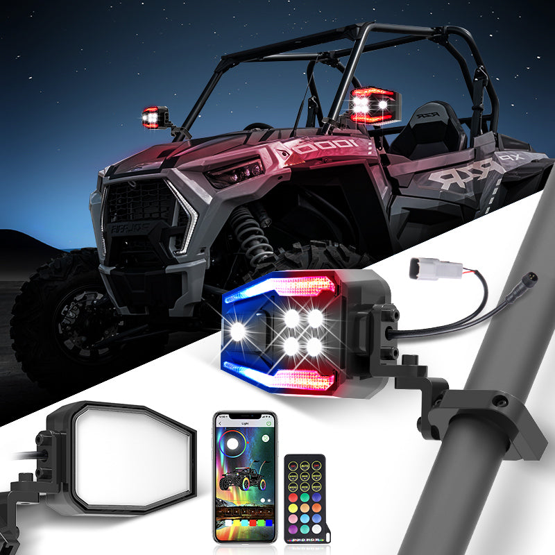 Upgraded Side Mirror Light for ATV UTV fit 1.5-2.5 inch roll cage - OHMU