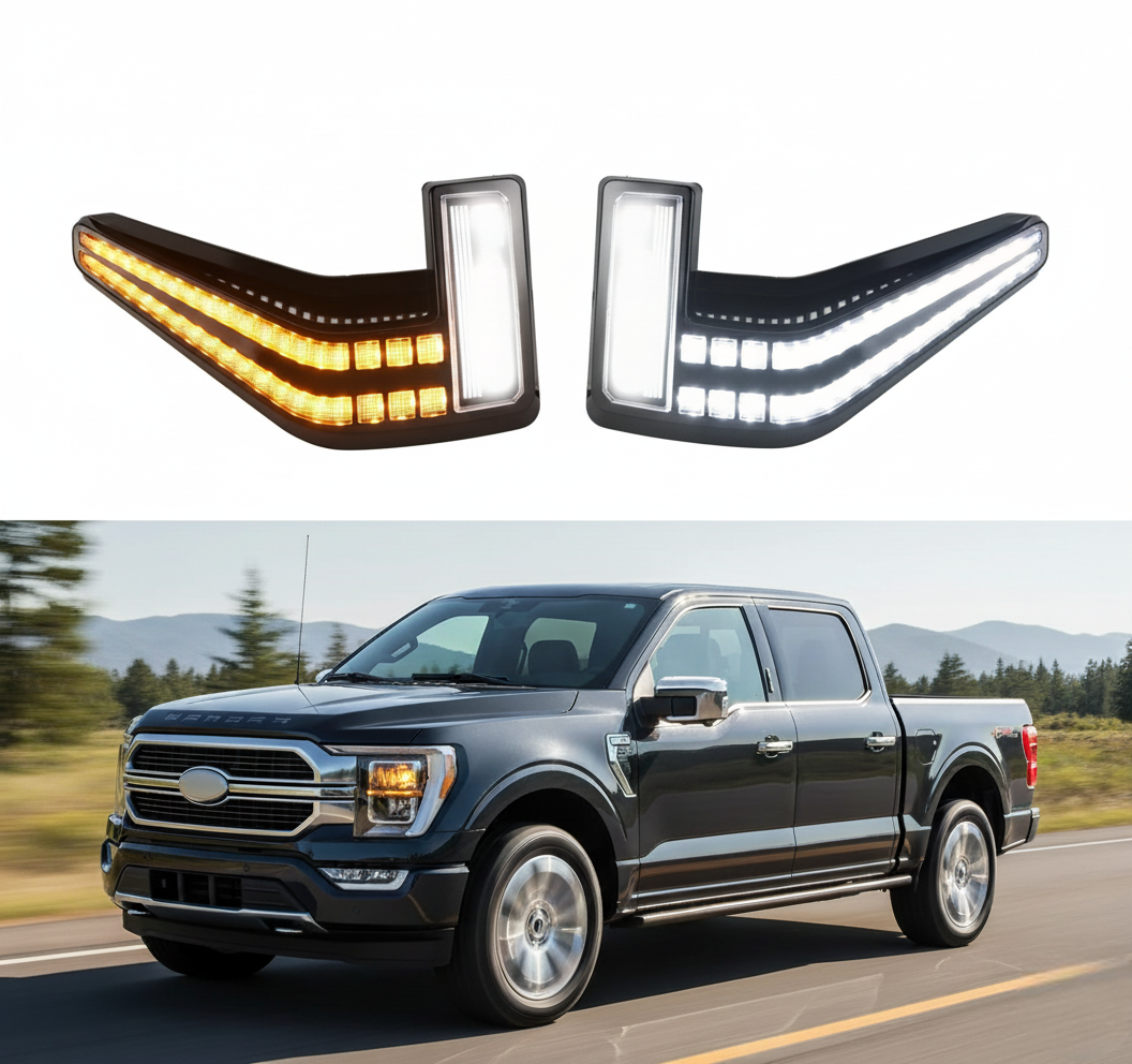 2 Pcs Led Fender Side Marker Lights Assembly For Ford F150 for F-150 2021-2025