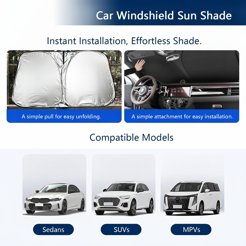 Foldable Car Windshield Sun Shade, Blocks Heat, Keeps Interior Cool