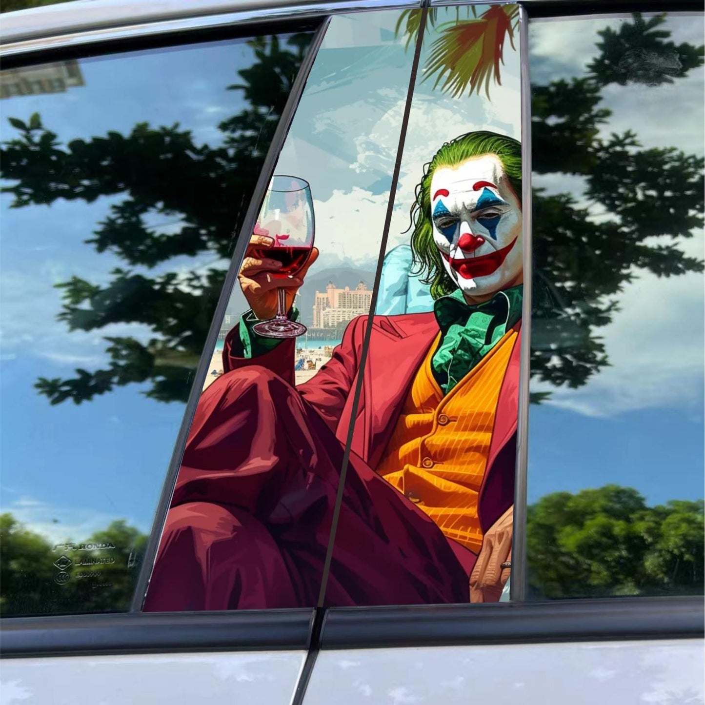 Joker-Themed Scratchproof PET Car B Pillar Stickers