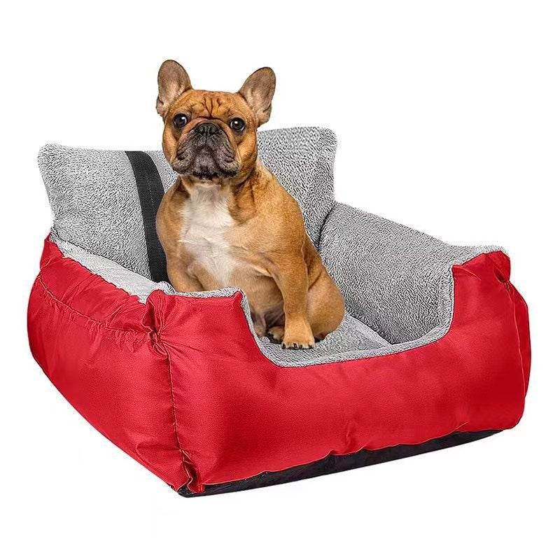 Dog Car Seat with Storage Pockets and Clip-On Leash Portable Car Travel Carrier Bed for Small Dogs