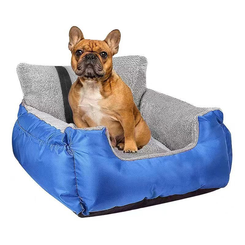 Dog Car Seat with Storage Pockets and Clip-On Leash Portable Car Travel Carrier Bed for Small Dogs