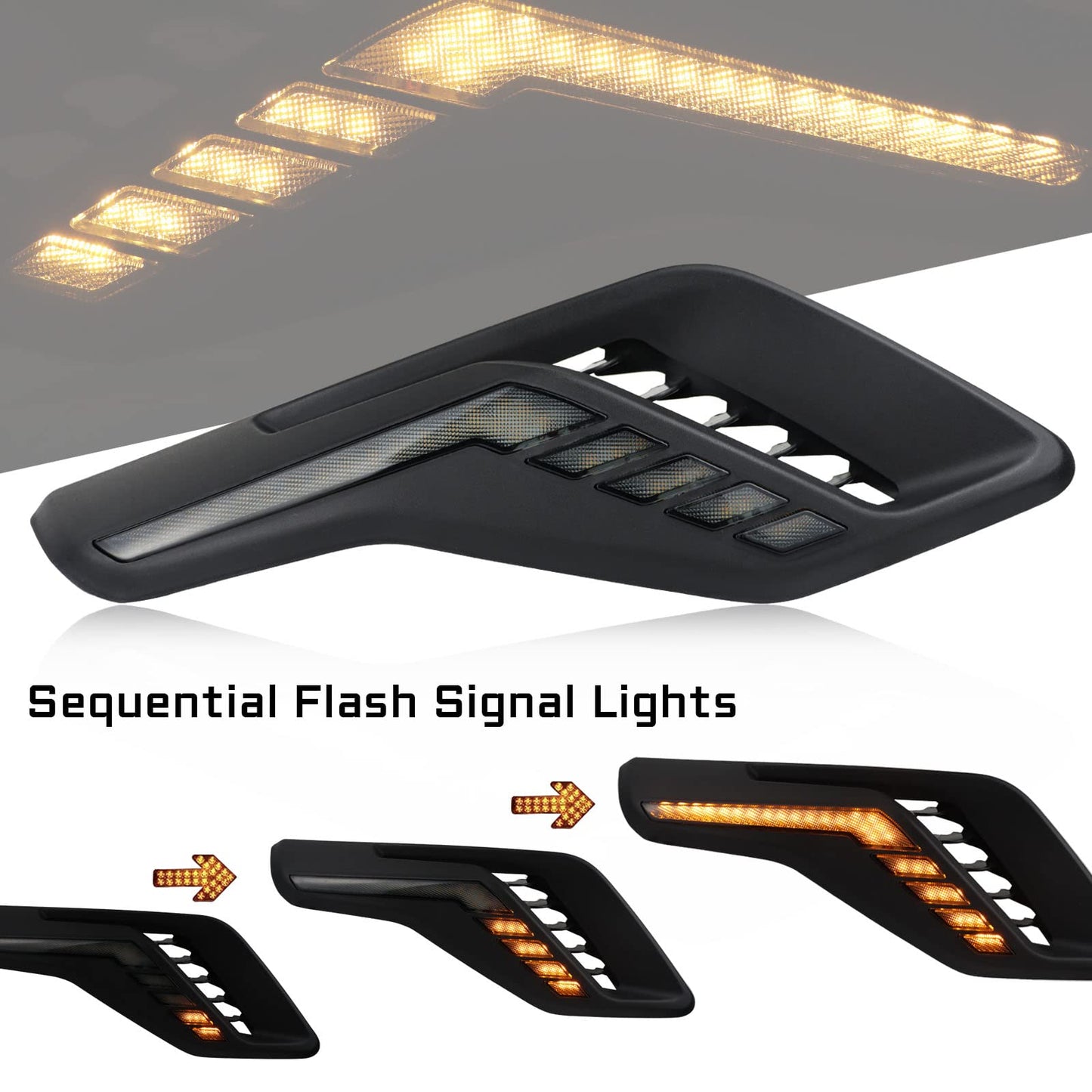 2 Pcs Led Fender Side Marker Lights Assembly For Ford F150 for F-150 2021-2025