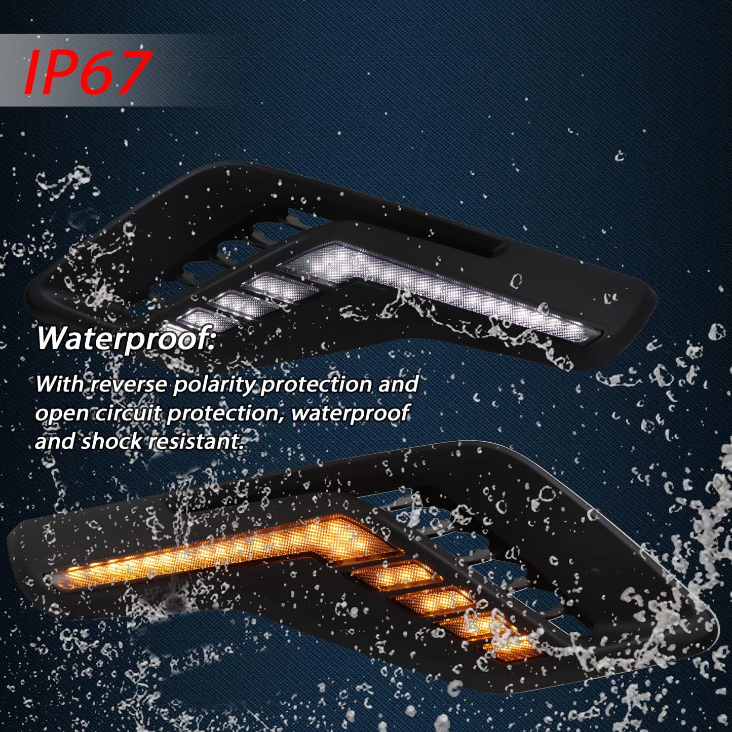 2 Pcs Led Fender Side Marker Lights Assembly For Ford F150 for F-150 2021-2025