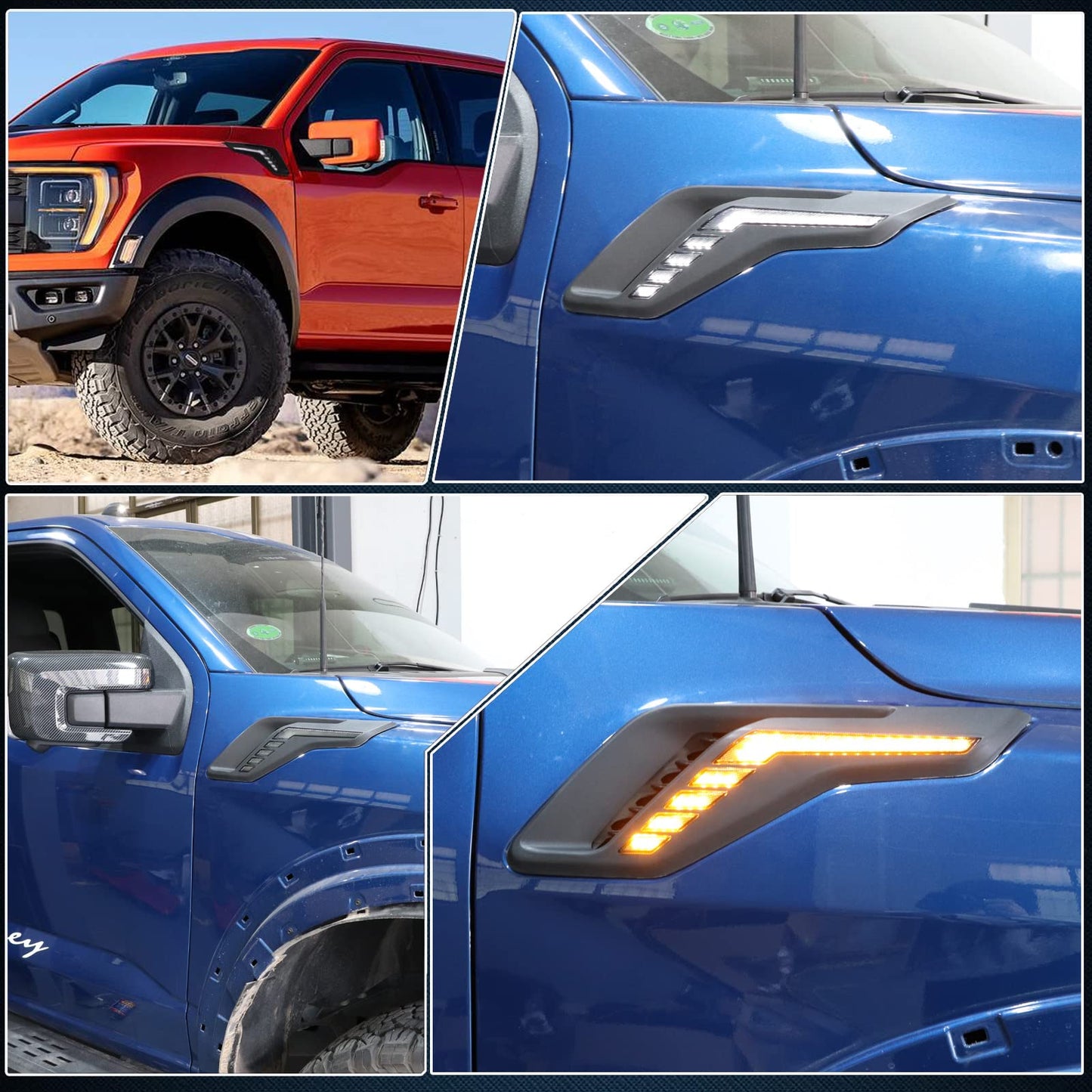 2 Pcs Led Fender Side Marker Lights Assembly For Ford F150 for F-150 2021-2025