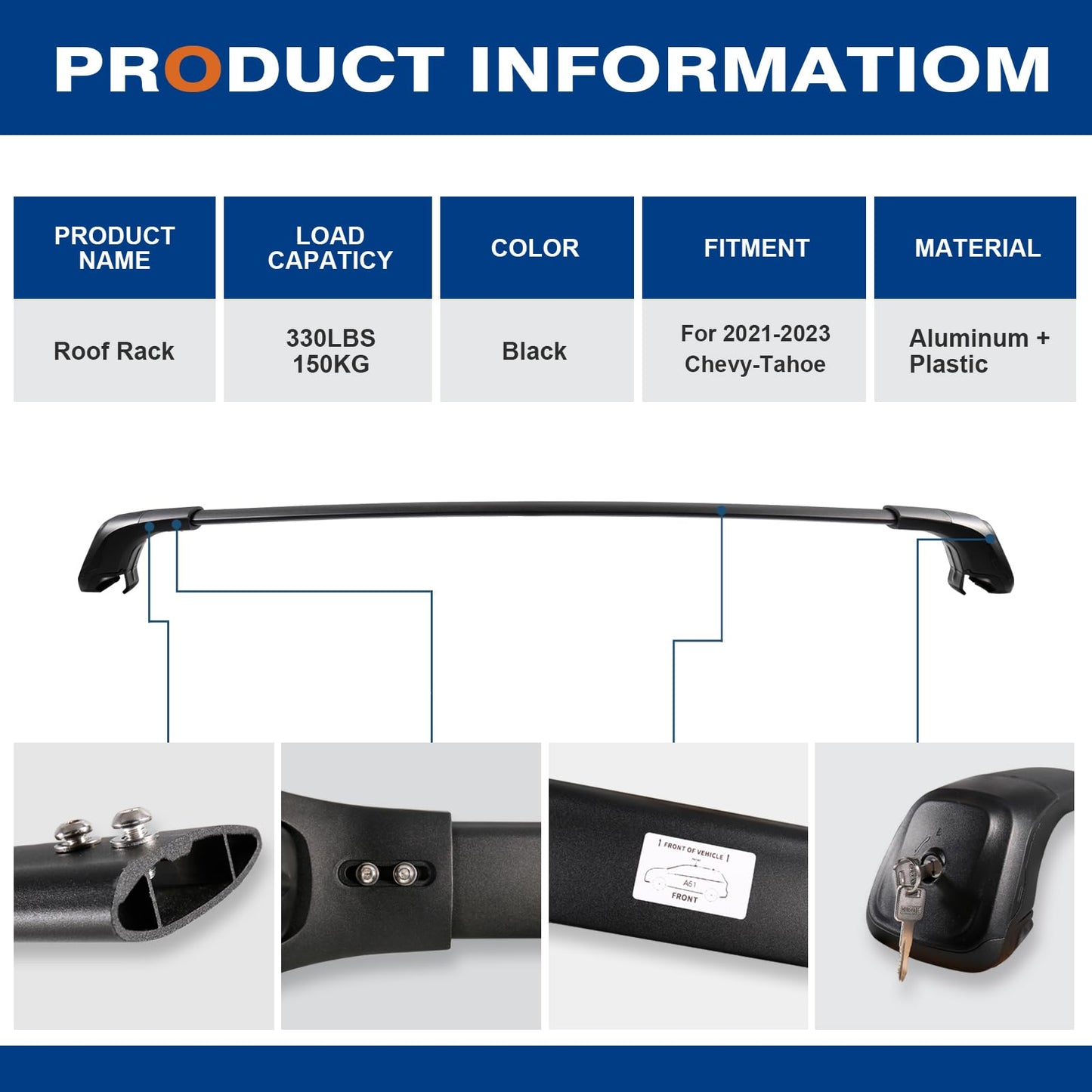 Roof Racks Cross Bars Fit for 2021-2024 Chevrolet Tahoe and Suburban, Yukon and Yukon XL - OHMU