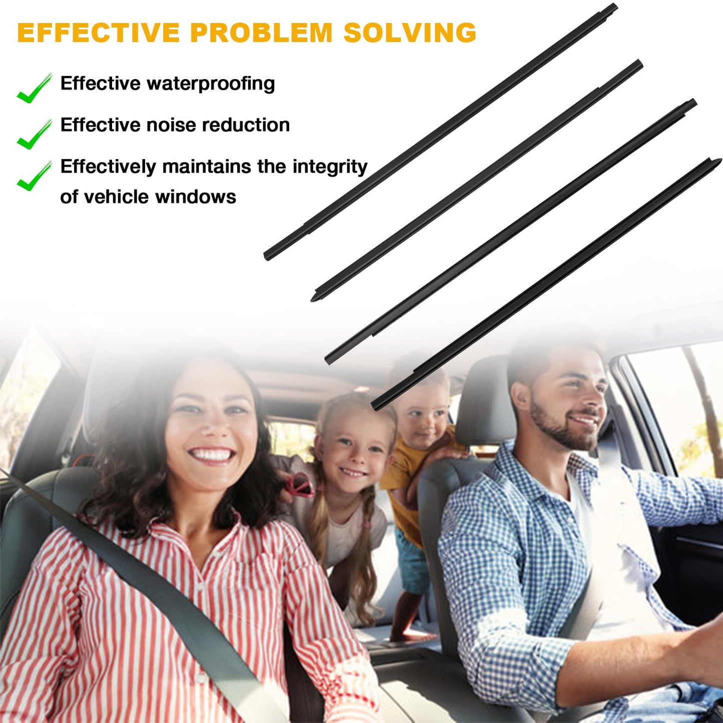 4-PCS Window Weatherstrip Seal Kit for 2009-2023 Dodge Ram Crew Cab - Replaces 55112376AH/55372138AH etc.