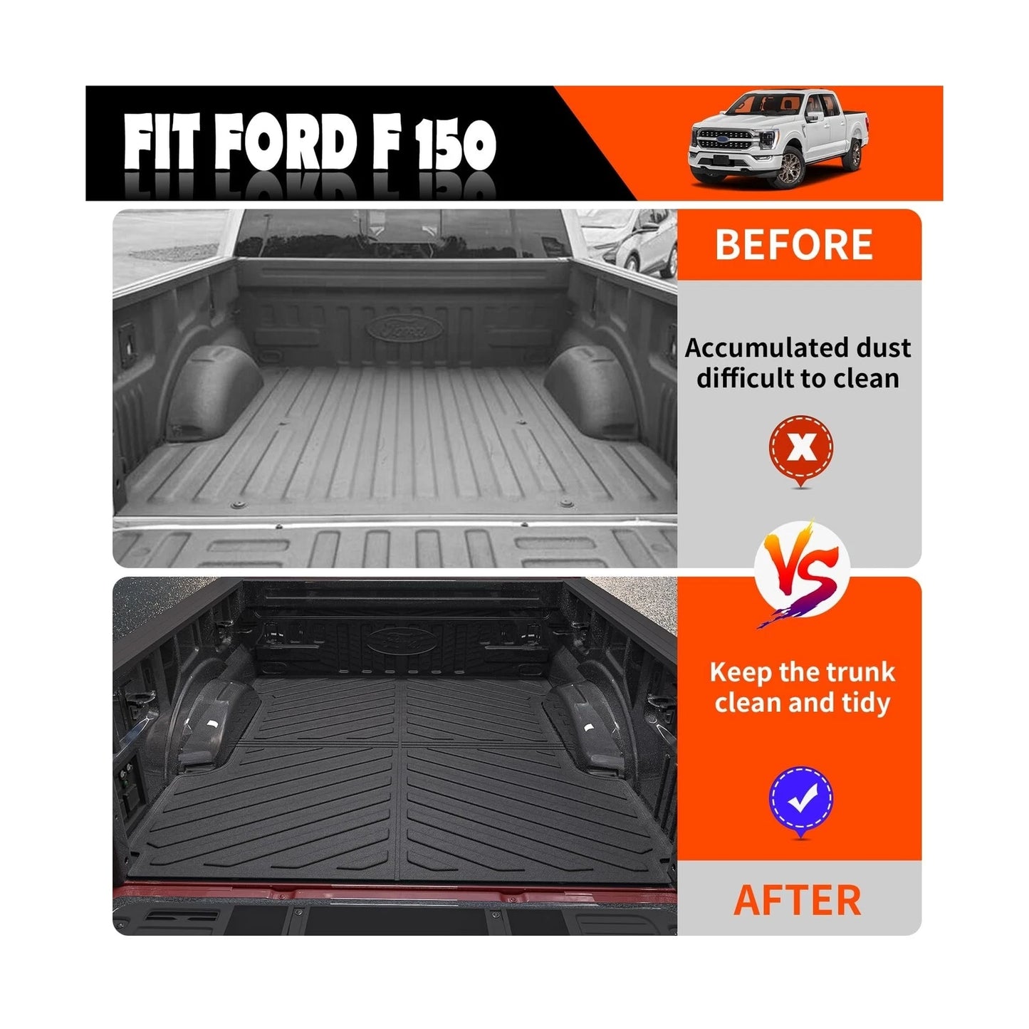 5.5 FT Truck Bed Mat Compatible with 2015-2023 Ford F150