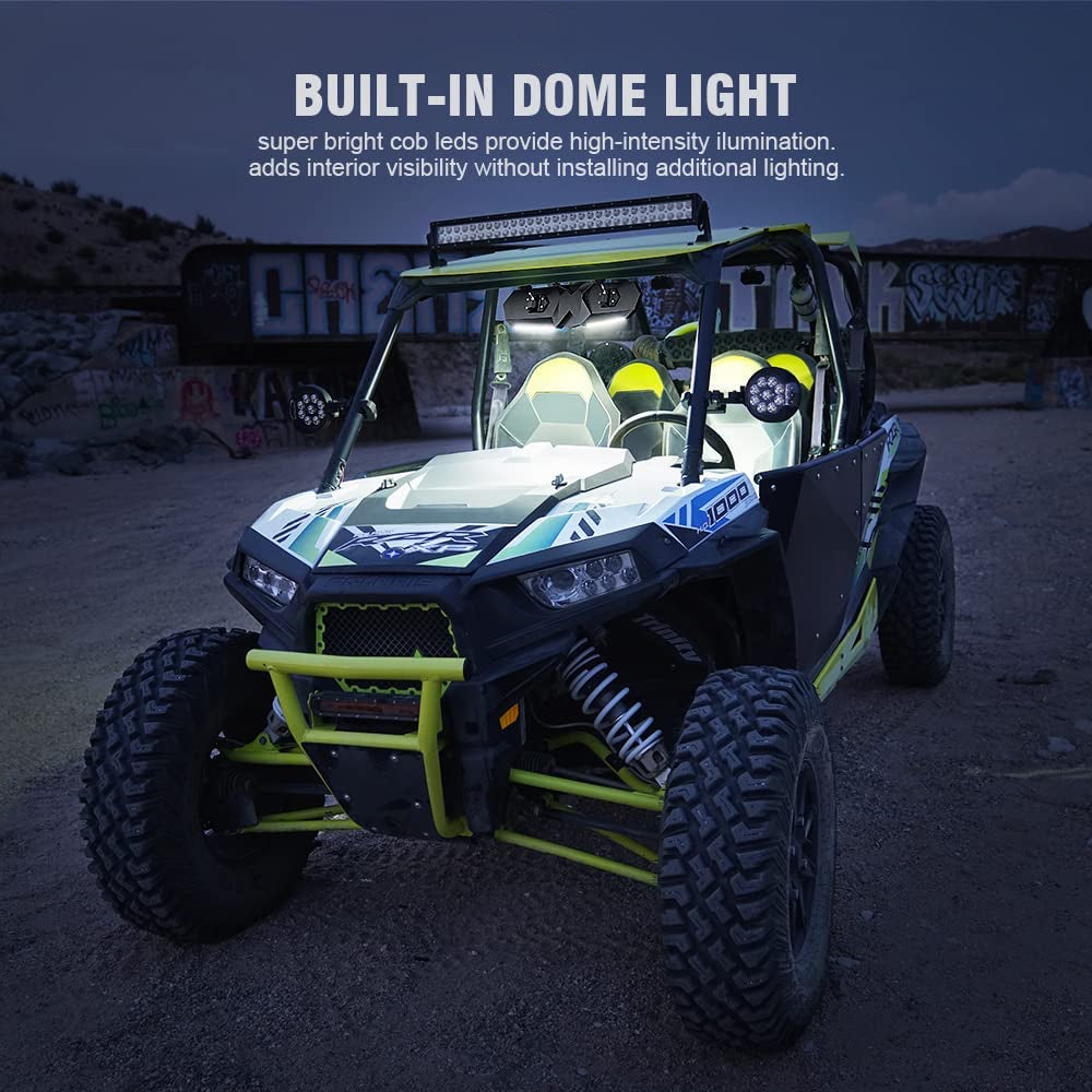 17" UTV Rearview Center Mirror, w/ COB LED Lights & Rocker Switch - OHMU