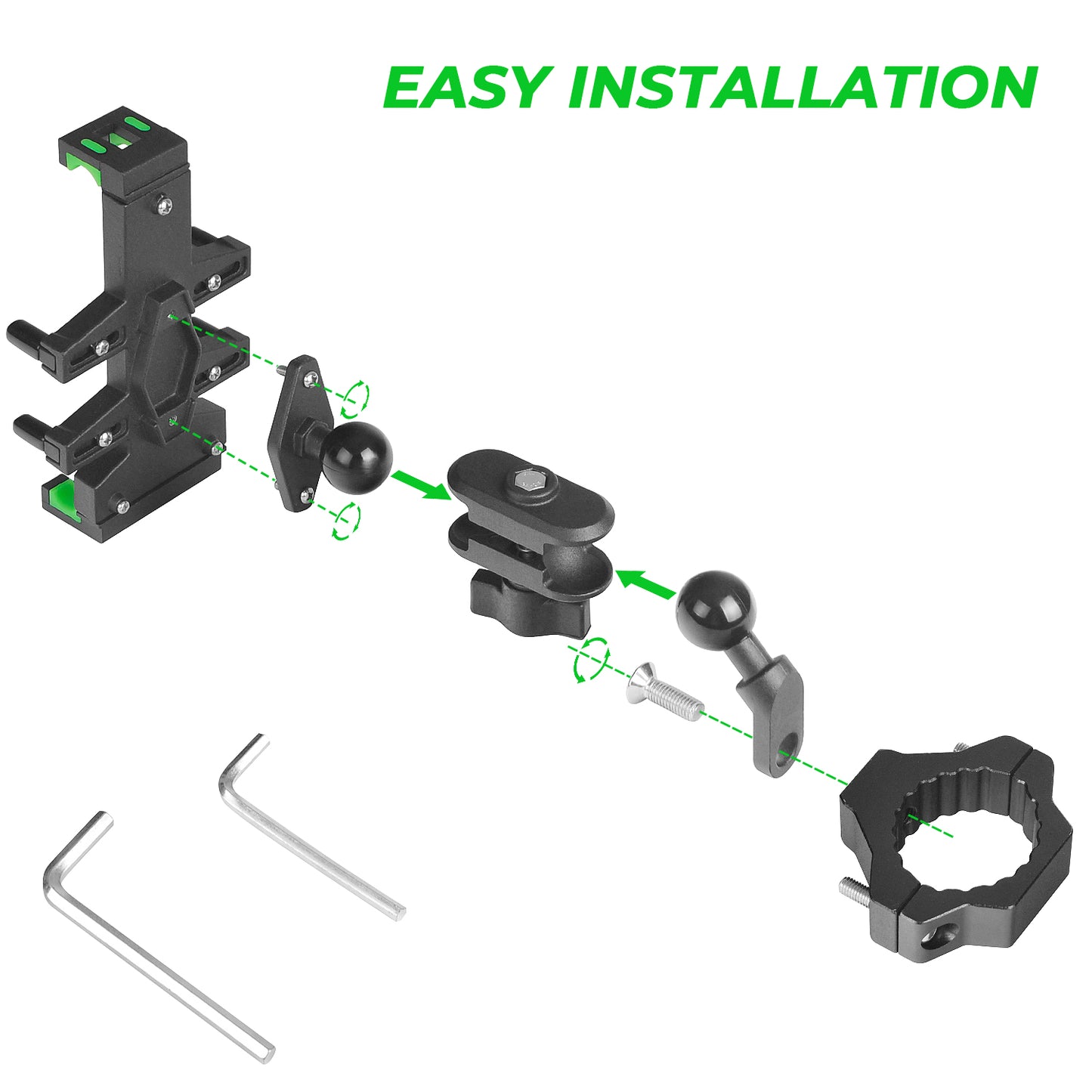 360° Adjustable Mount Phone Holder for ATV/UTV Fits for 1.75 Inch -2 Roll Bar - OHMU