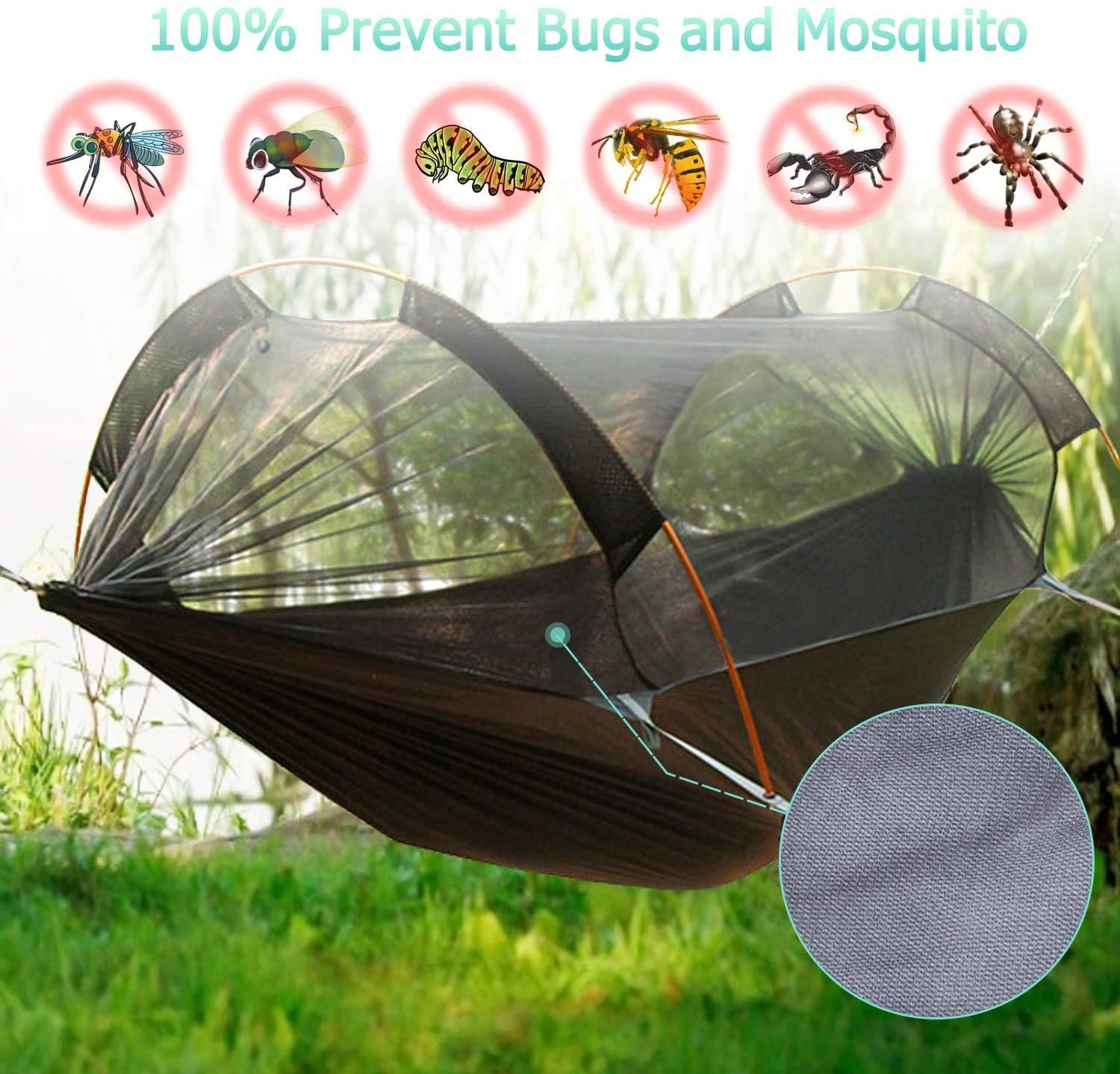 Camping Hammock Tent with Mosquito Net and Rainfly Cover (bule) - OHMU