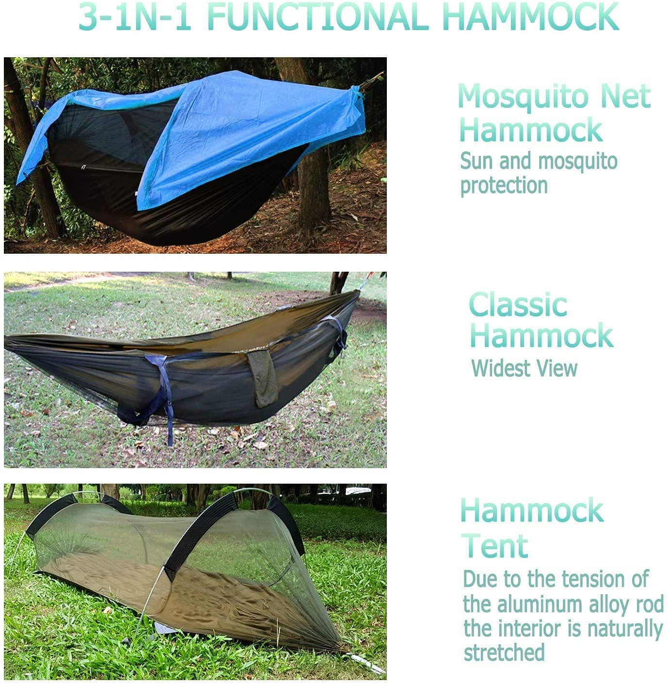 Camping Hammock Tent with Mosquito Net and Rainfly Cover (bule) - OHMU