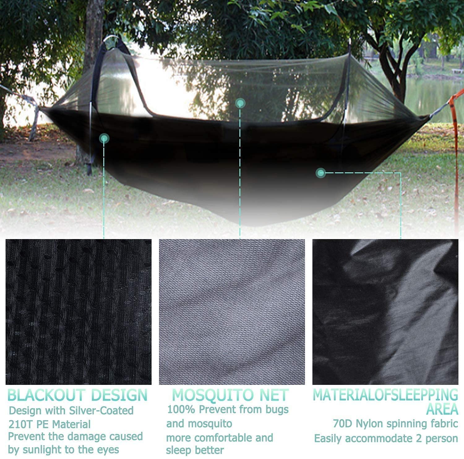 Camping Hammock Tent with Mosquito Net and Rainfly Cover (bule) - OHMU