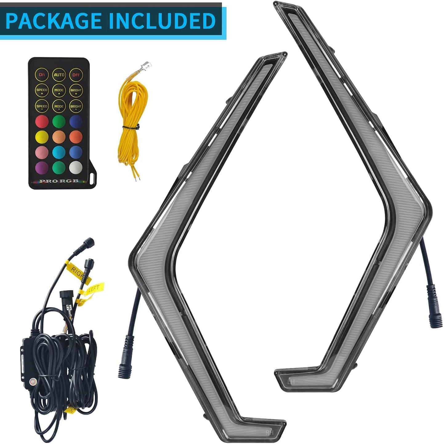 Polaris RZR RGB Turn Signal Fang Light,Bluetooth and Remote Control Spiral RGB Chase Light Compatible for 2019 2020 2021 Polaris RZR XP 1000 Turbo