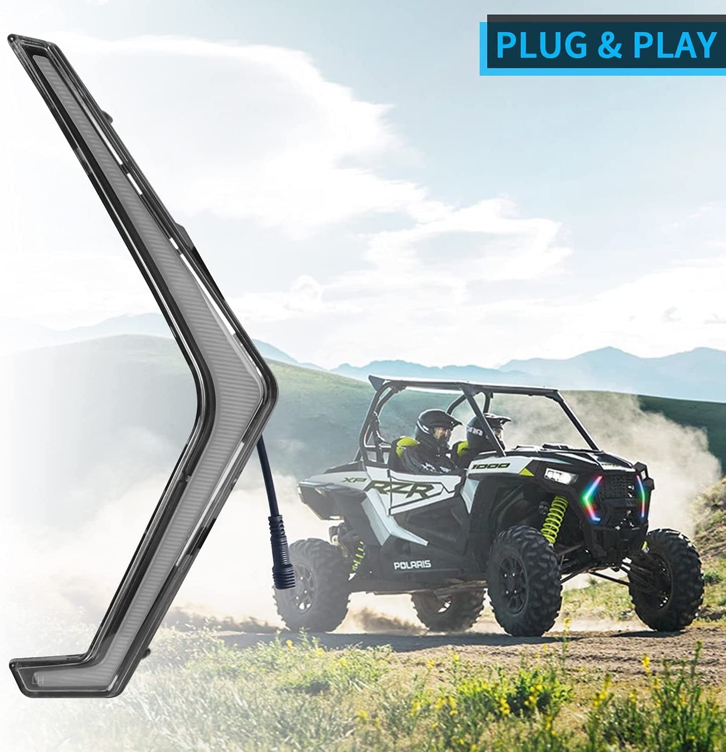 Polaris RZR RGB Turn Signal Fang Light,Bluetooth and Remote Control Spiral RGB Chase Light Compatible for 2019 2020 2021 Polaris RZR XP 1000 Turbo
