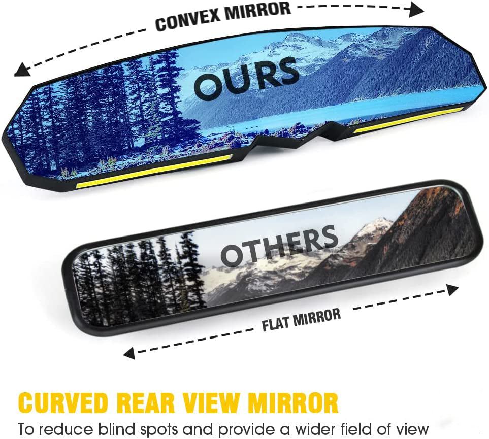 17" UTV Rearview Center Mirror, w/ COB LED Lights & Rocker Switch - OHMU