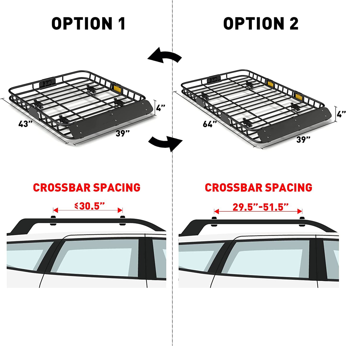 Upgraded 4” Fence Car Roof Basket with Extension - OHMU