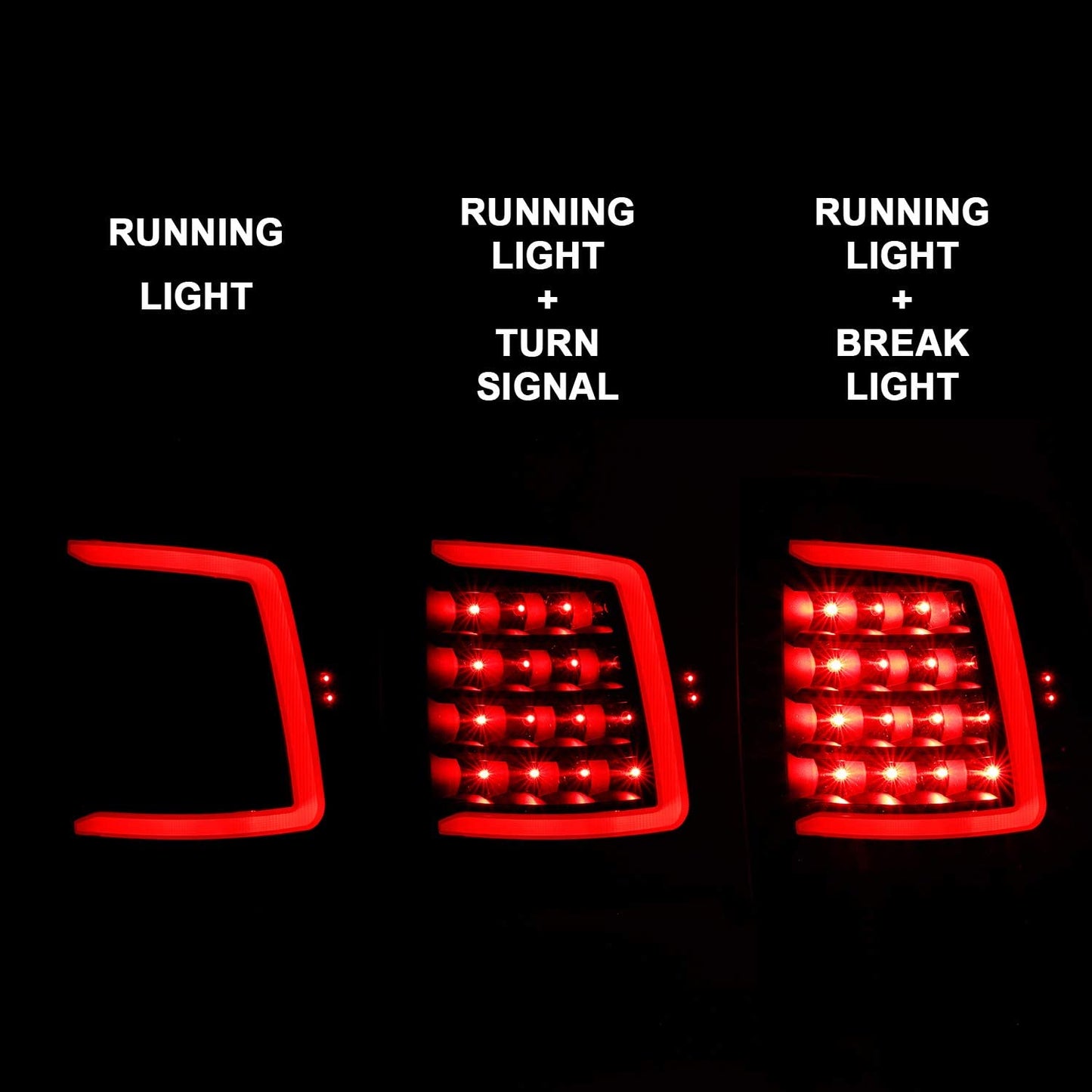 C-Type LED Tube Black Tail Light Fits 2009-2022 Dodge Ram 1500 / 10-22 Ram 2500 3500 Truck