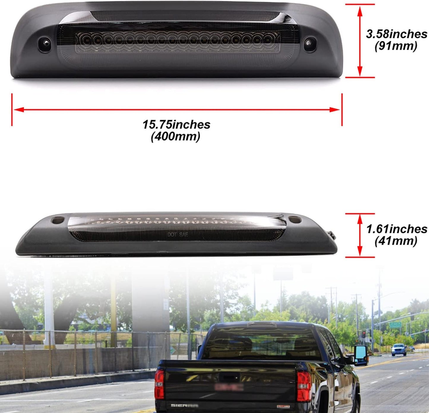 Led Third Brake Light Replacement for 2014-2018 Chevy Silverado GMC Sierra 1500 2500HD 3500HD - OHMU