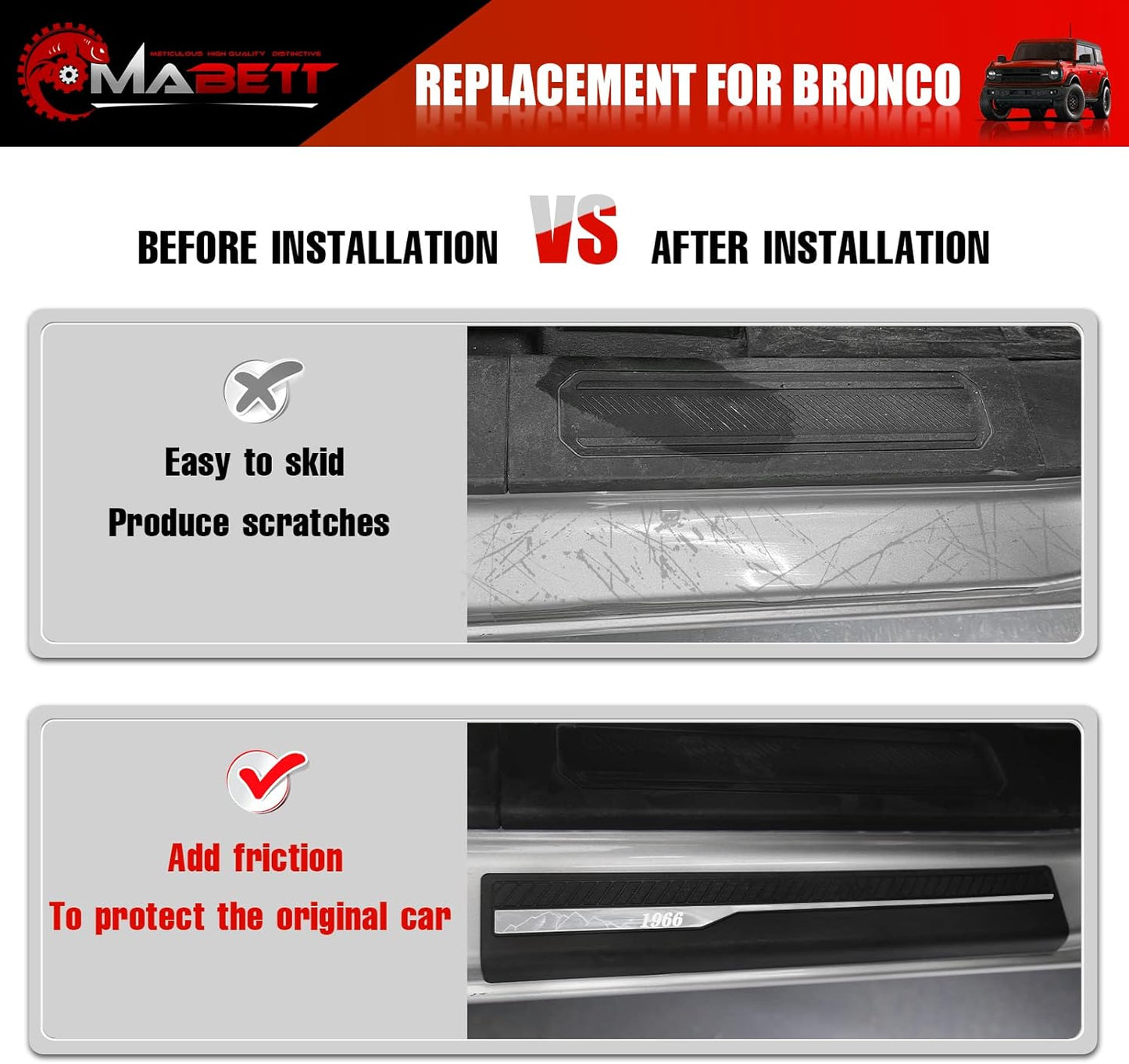 Door Edge Guards for Ford Bronco Accessories 2021 2022 2023 2024 4 Door - OHMU