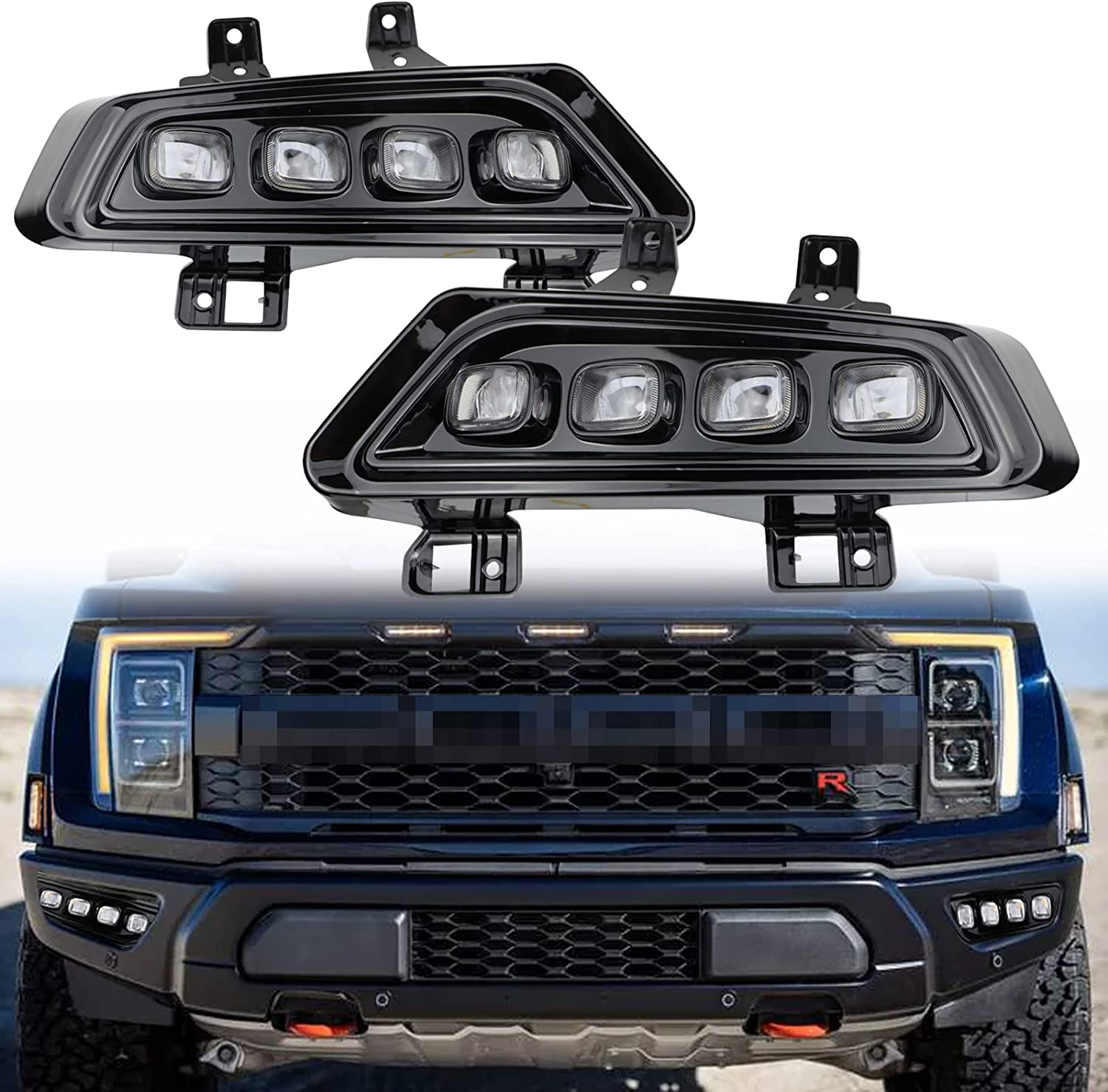 Switchback White/Amber DRL Front bumper fog Light for Ford F-150 Raptor Truck 2021 2022 2023 - OHMU