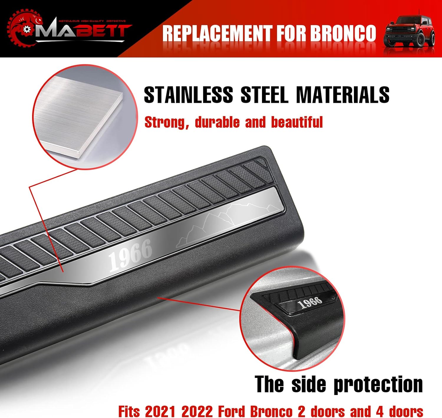 Door Edge Guards for Ford Bronco Accessories 2021 2022 2023 2024 4 Door - OHMU