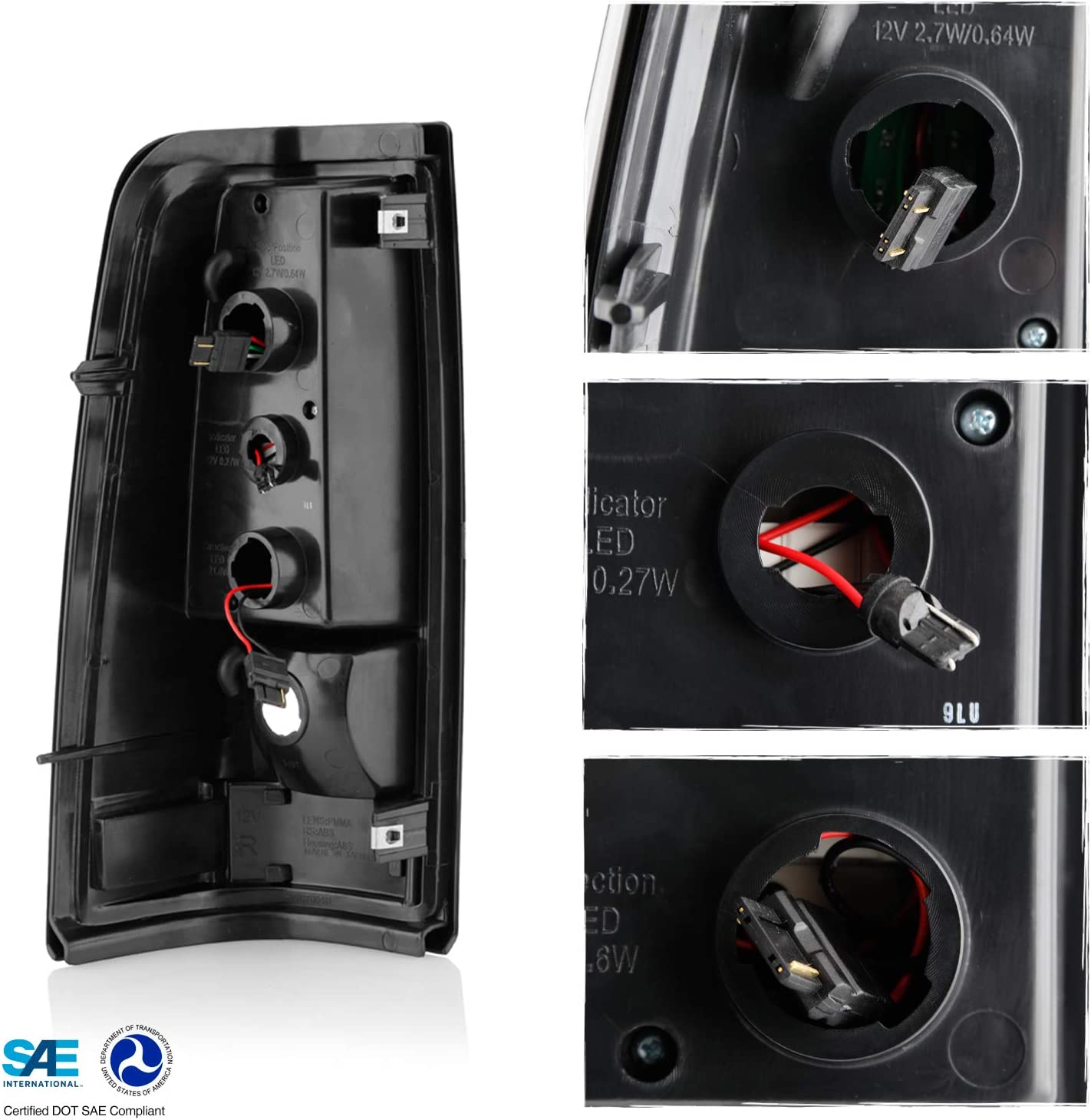 Fits 2003-2006 Chevy Silverado 1500/2500/3500/1500HD/2500HD 2007 Classic C-Tube Black Smoked Tail Lights Pair Fleetside