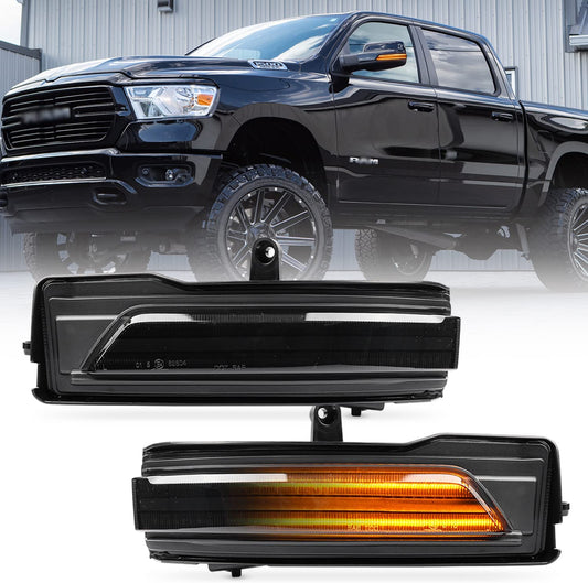 5th Gen Sequential LED Side Mirror Marker Lights for 2019-2022 Dodge RAM 1500 Pickup