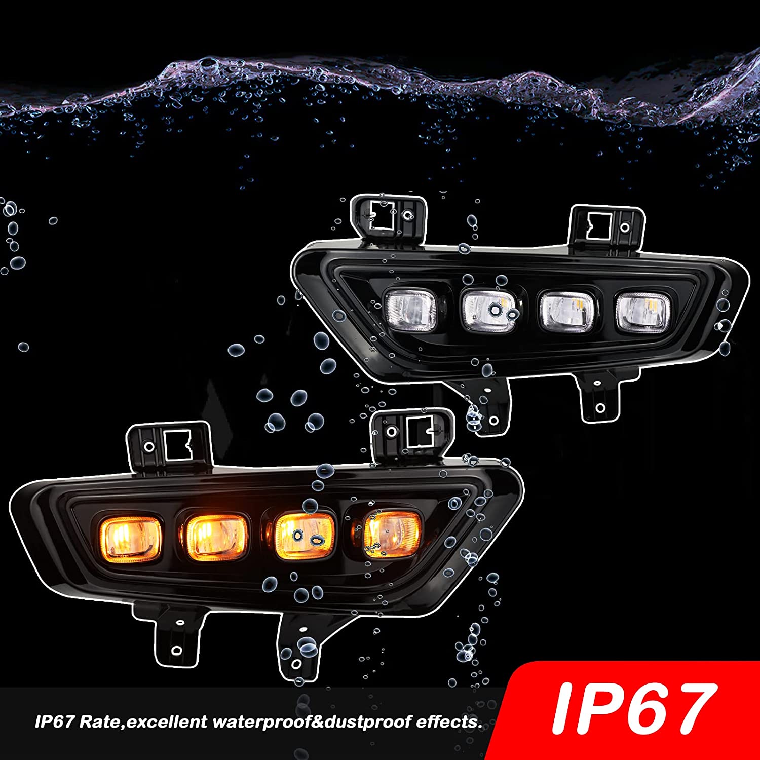 Switchback White/Amber DRL Front bumper fog Light for Ford F-150 Raptor Truck 2021 2022 2023 - OHMU