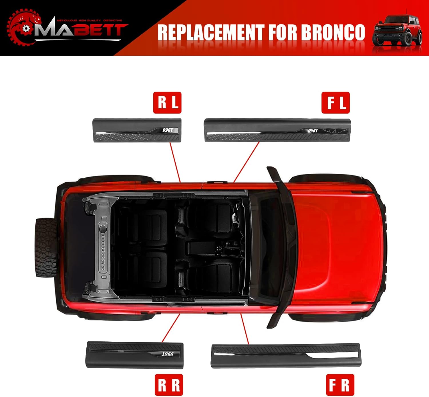 Door Edge Guards for Ford Bronco Accessories 2021 2022 2023 2024 4 Door - OHMU