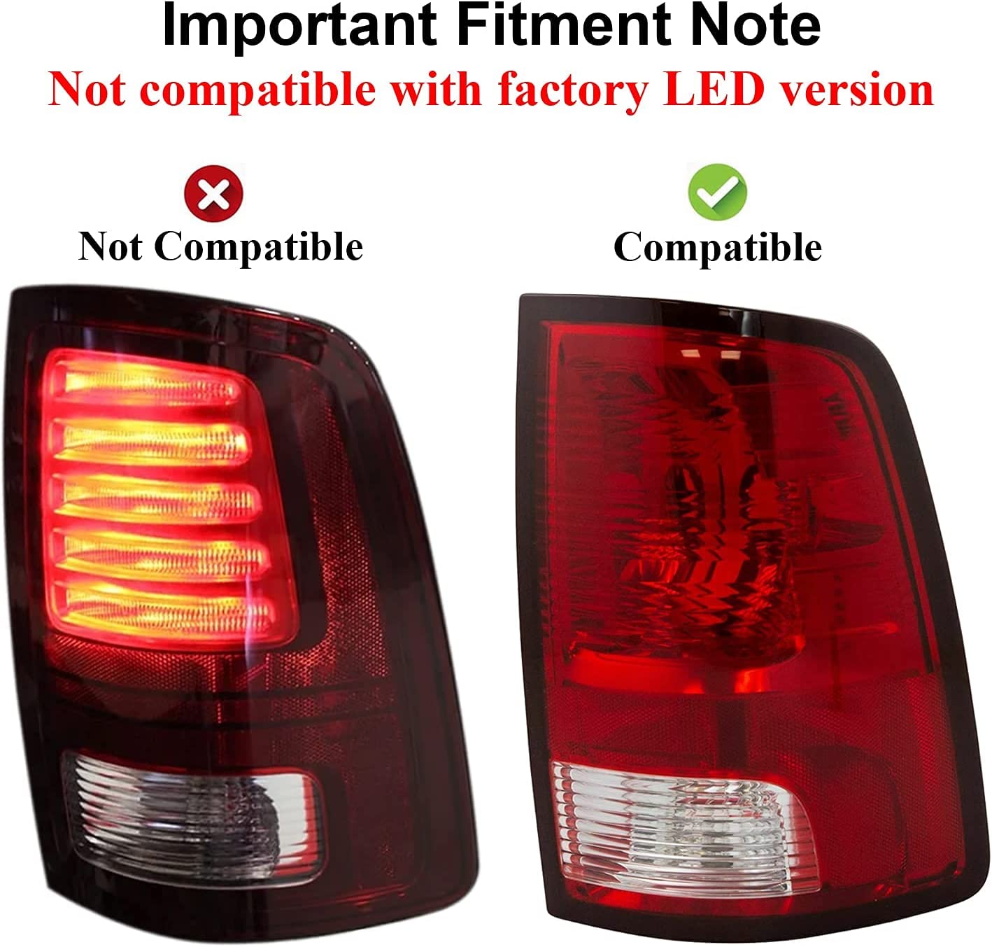 C-Type LED Tube Black Tail Light Fits 2009-2022 Dodge Ram 1500 / 10-22 Ram 2500 3500 Truck