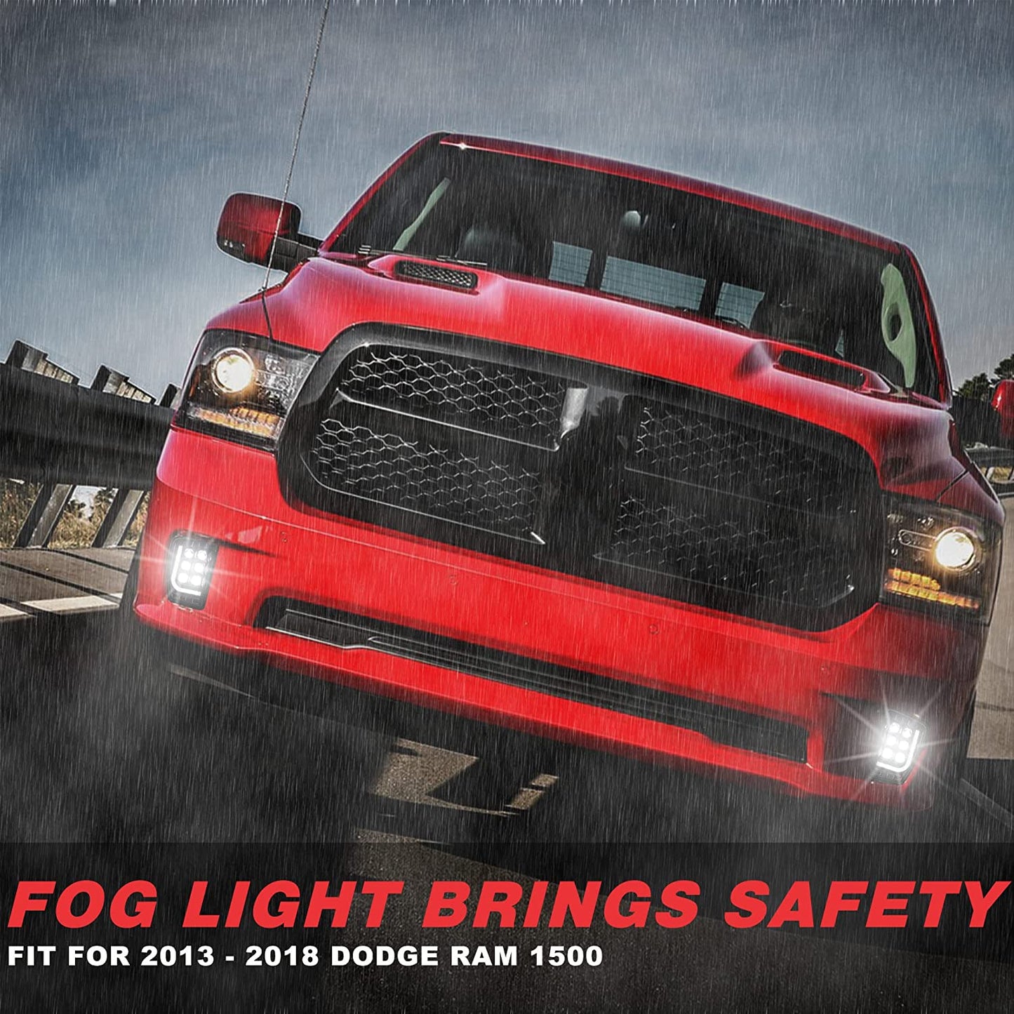 LED Fog Lights with Daytime Running Lights for 2013-2018 Dodge Ram 1500 Accessories - OHMU