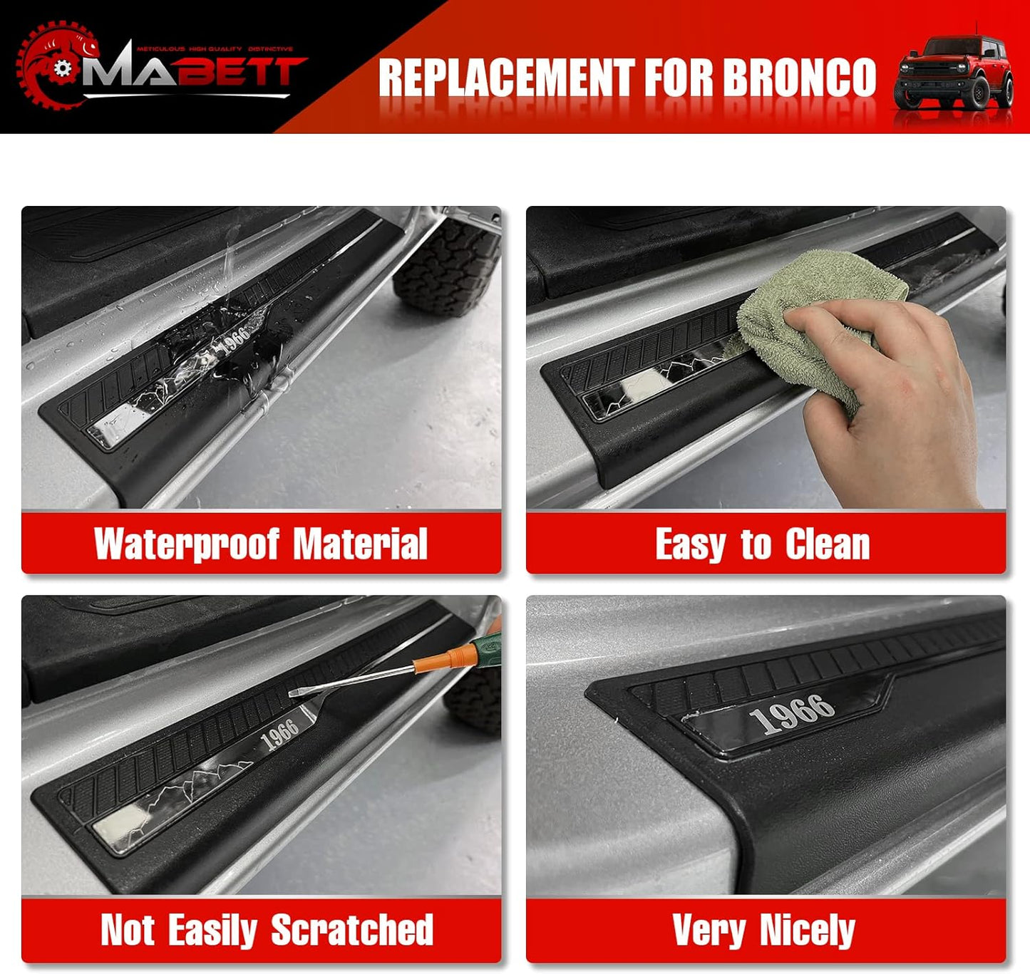 Door Edge Guards for Ford Bronco Accessories 2021 2022 2023 2024 4 Door - OHMU