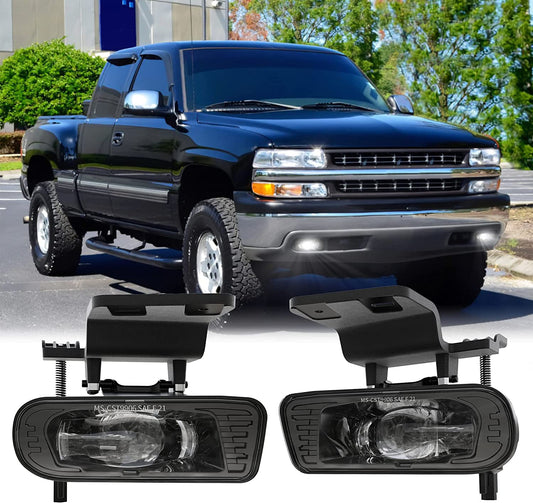 Upgraded LED Fog Lights Fog Lamps with Bulbs Compatible with 1999-2002 Chevy Silverado 1500 2500 3500 - OHMU