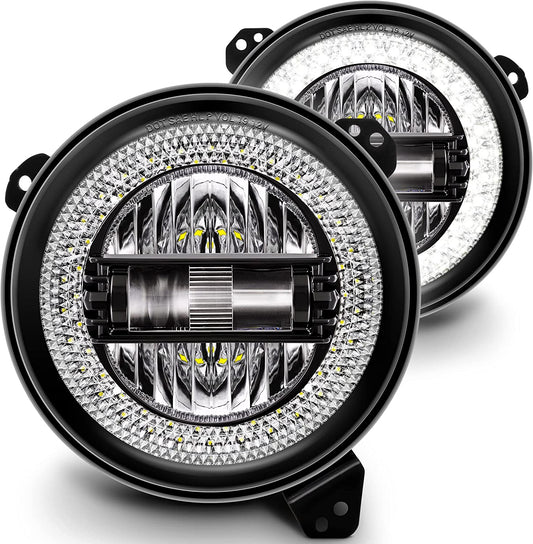 Upgraded 9" Round LED Headlights for Jeep Wrangler JL Gladiator JT 2018-2023