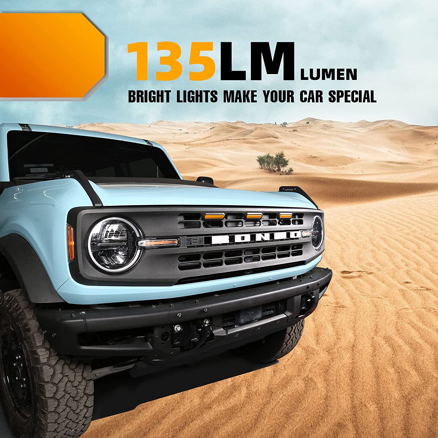 3PCS Front LED Grille Lights for Ford Bronco Accessories 2021 2022 2023 2024 2/4-Door - OHMU