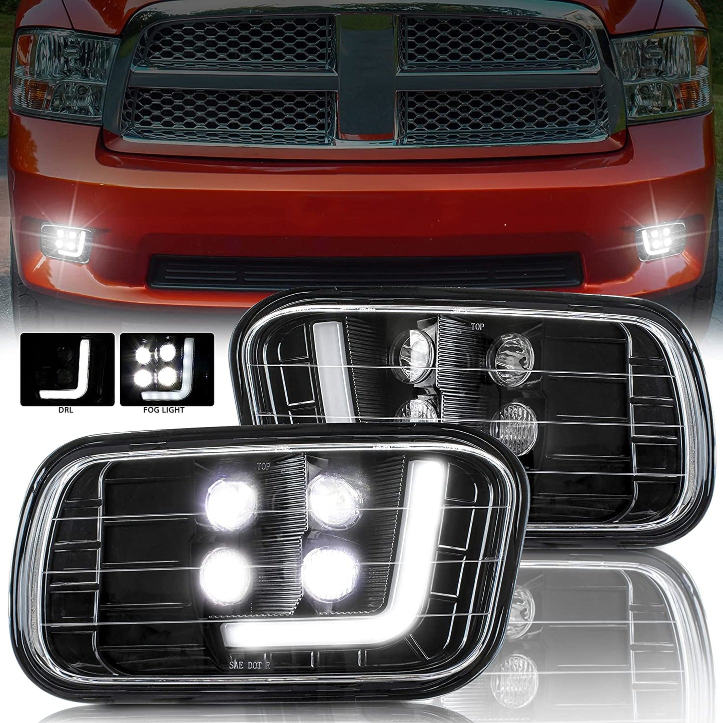 LED Fog Lights with Daytime Running Lights for Dodge Ram 1500 2009-2012 - OHMU