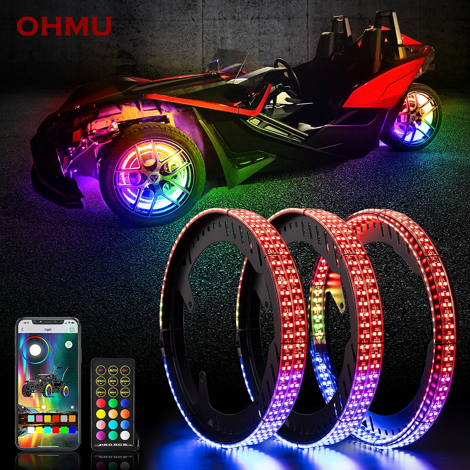RGB Chasings Wheel Ring Lights for all Polaris Slingshot Models 2015-2022 2023 2024+ - OHMU