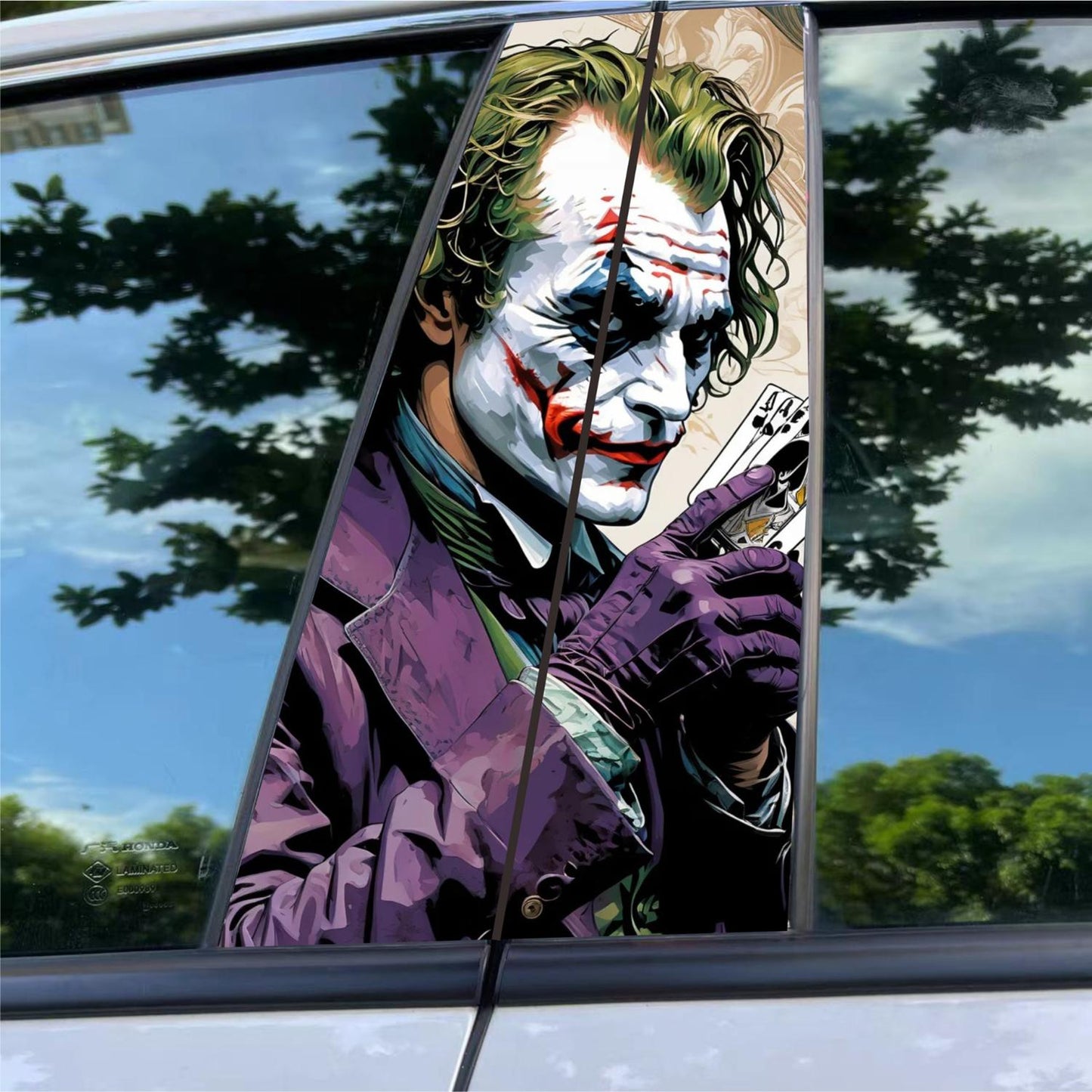 ﻿Joker-Themed Scratchproof PET Car B Pillar Stickers