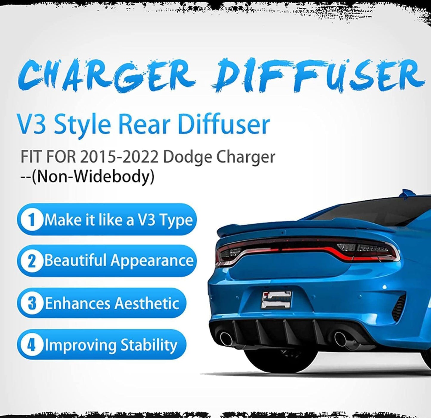 Rear Diffuser Compatible with 2015-2023 Dodge Charger