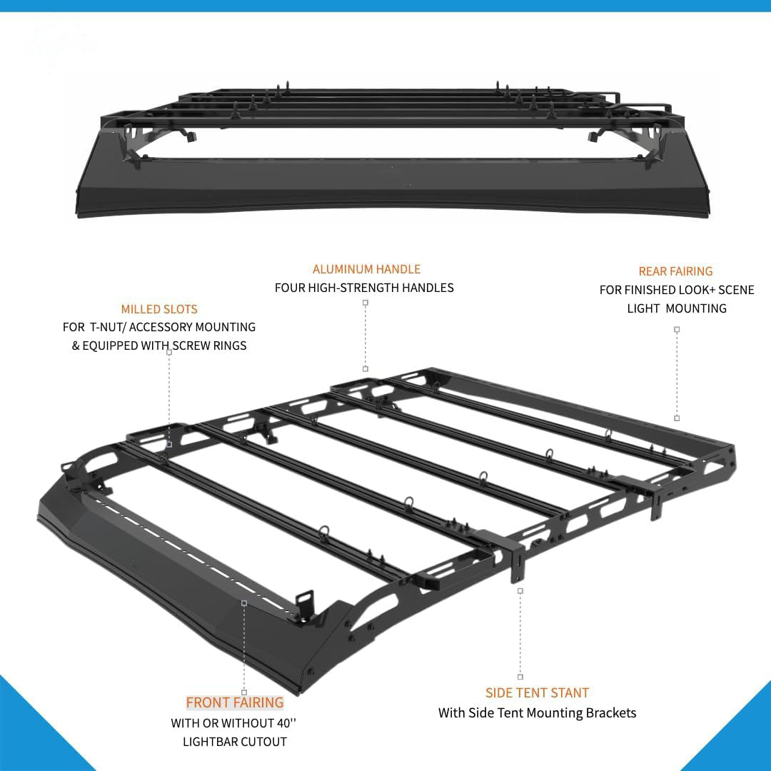 Heavy Duty Top Roof Rack Compatible with 2005-2023 Tacoma Double Cab - OHMU